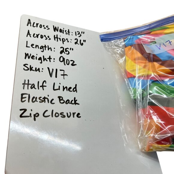 Rainbow Chevron Mid-Length Skirt With Elastic Back Zip Closure Size Small - Picture 8 of 8